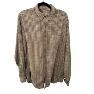 Men's Beige Checkered Button-Down Shirt